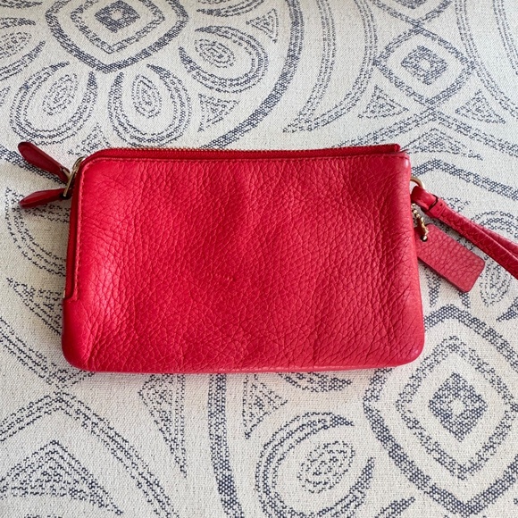 Coach Double-Zip Leather Wristlet – Red - Picture 11 of 11
